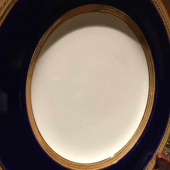 Vintage English CROWN DUCAL Cobalt and Gold Trim Dessert Plate #4 - Picture 3 of 7